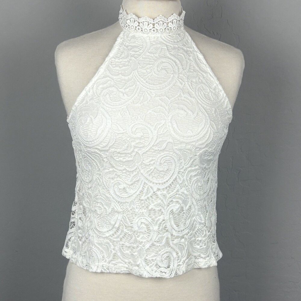 Vintage Y2K Charlotte Russe Top Small Ivory Crochet Lace Whimsy Fairy Coquette